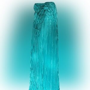 Long Teal Pleated Strapless Dress Size Large